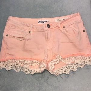Pink Lace Bullhead Denim Jean Shorts [Size 5]